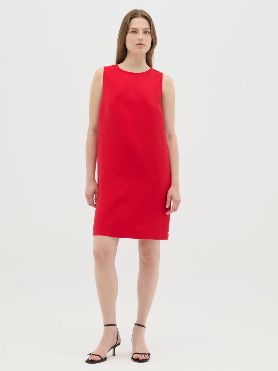 Women's red blend dress with zip_0