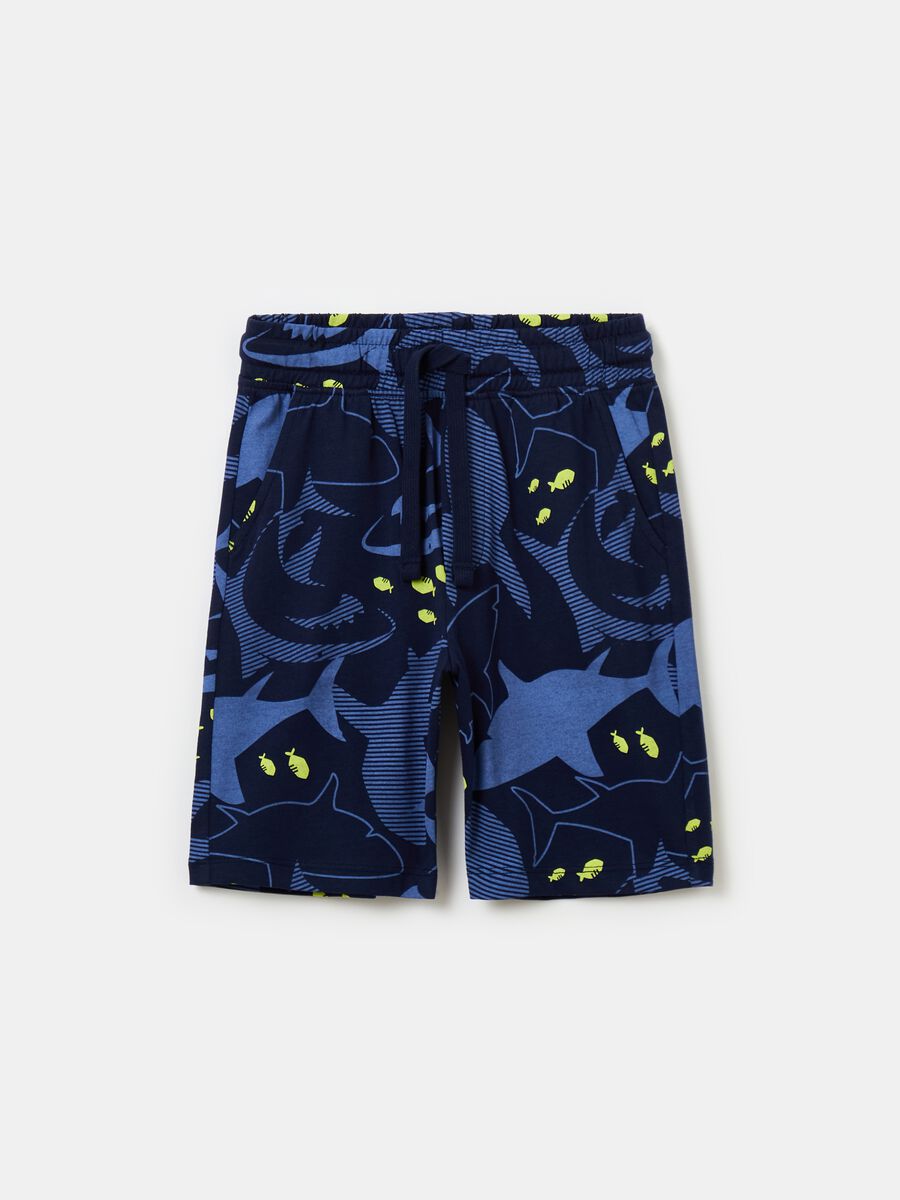 Bermuda joggers with sharks print_0