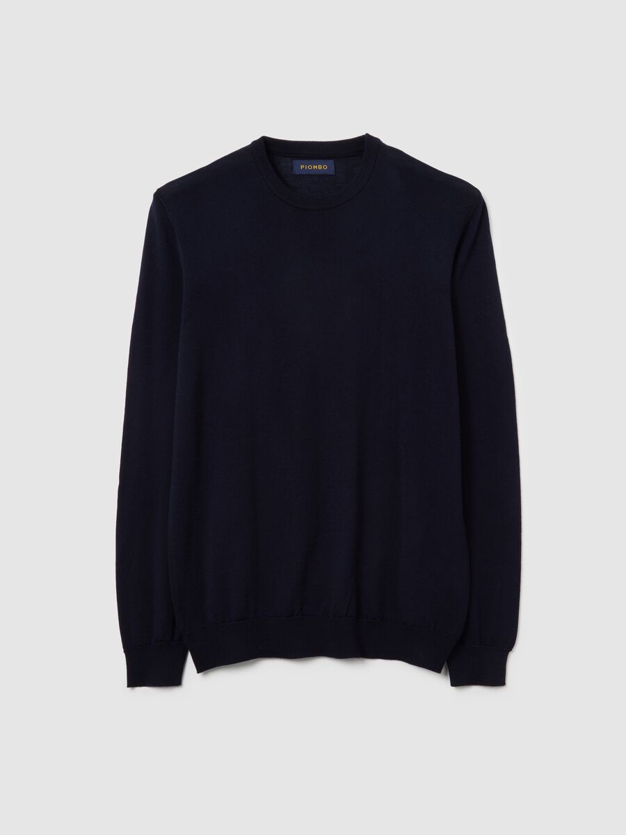 Blue merino wool crew neck jumper regular fit_4