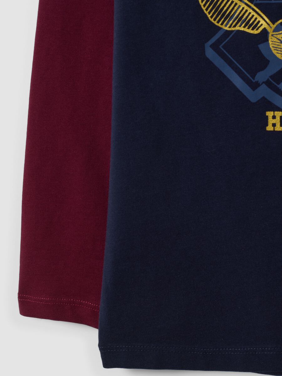 T-shirt blu in puro cotone con girocollo con stampa Harry Potter_3
