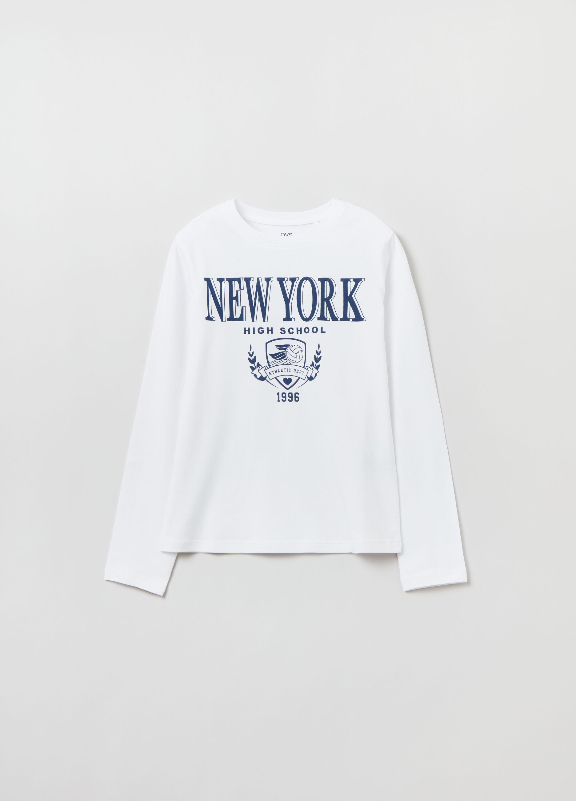 T-shirt a maniche lunghe con stampa college_0