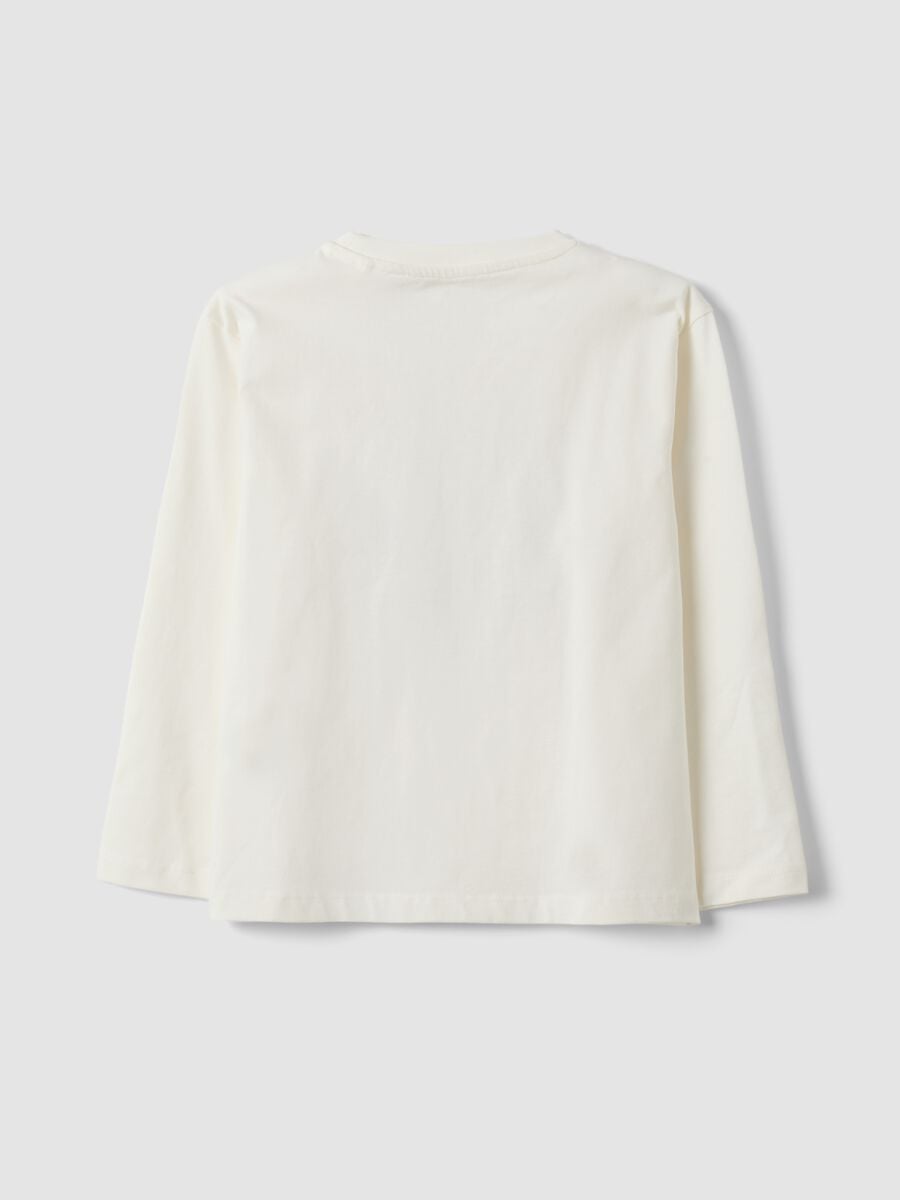 White pure cotton crew-neck T-shirt with bear print for boys_1