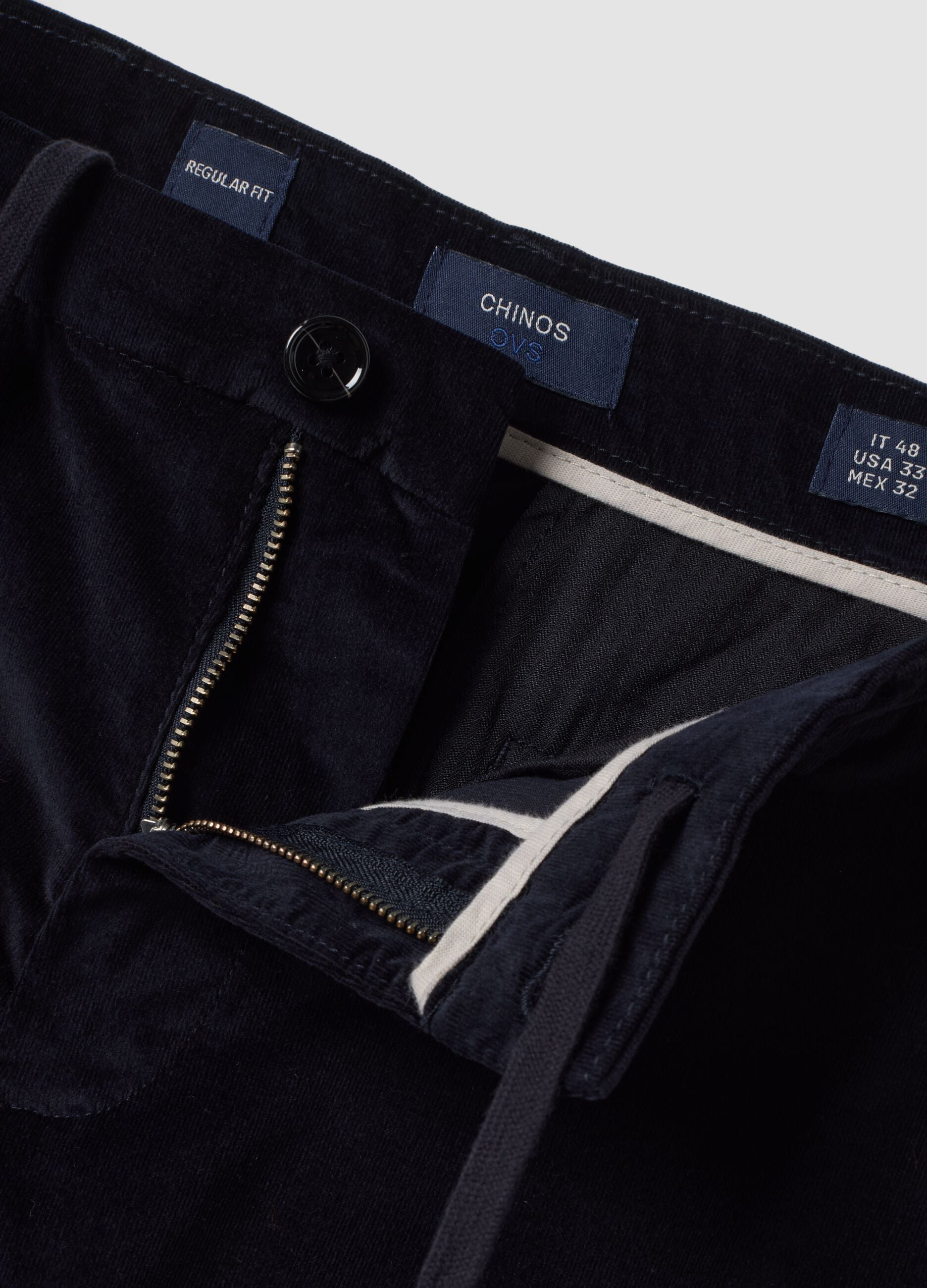 Pantaloni chino blu in cotone elasticizzato