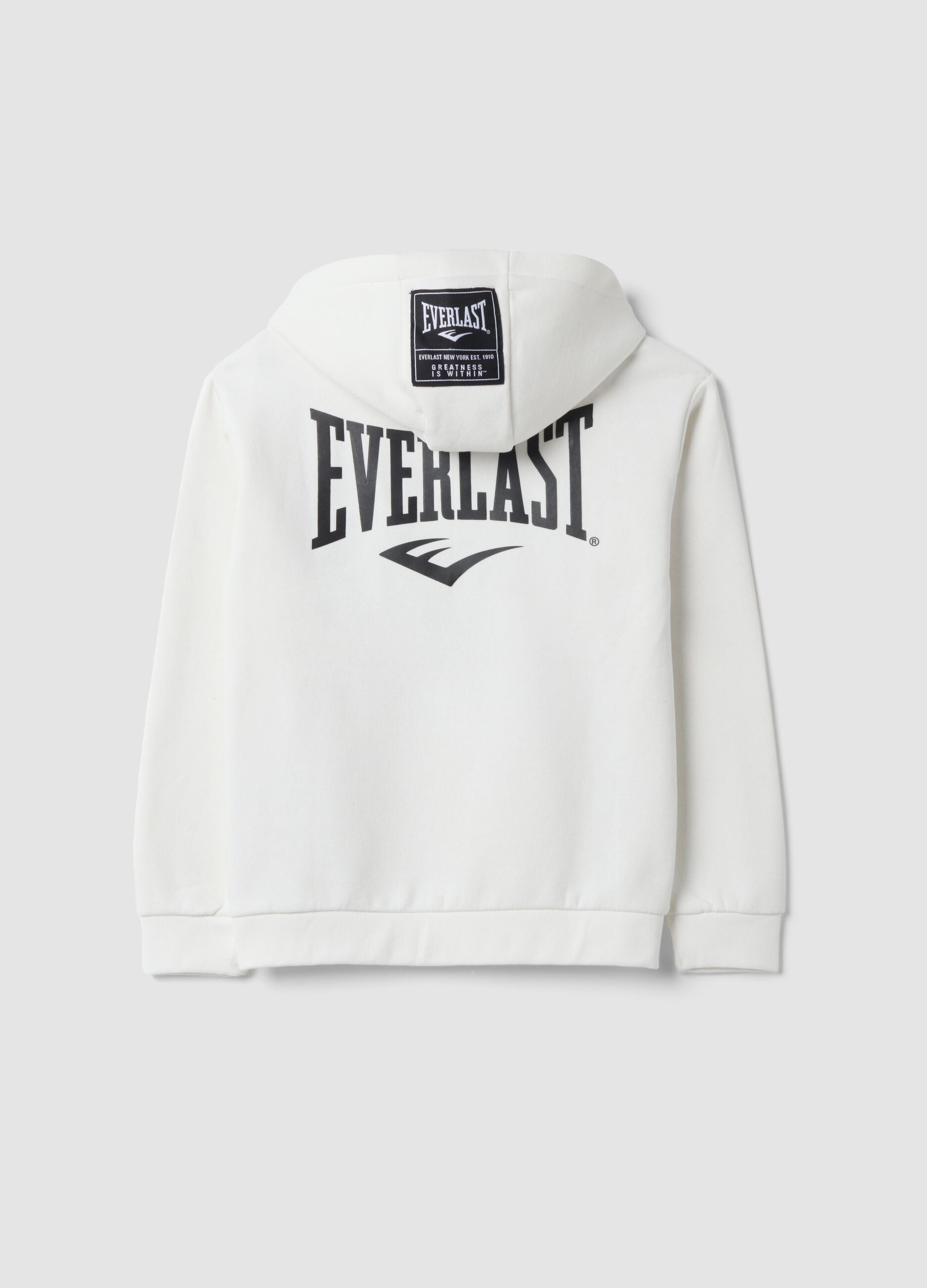 White cotton-blend hooded sweatshirt with Everlast logo