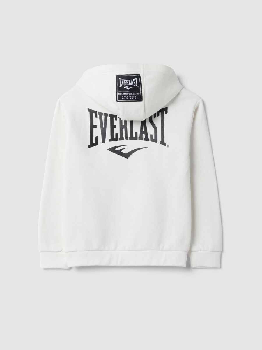 White cotton-blend hooded sweatshirt with Everlast logo_1
