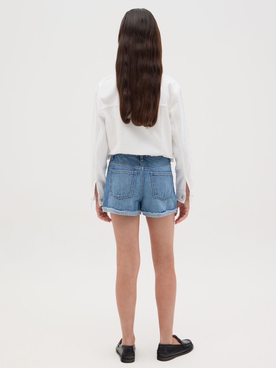 Shorts da ragazza in puro cotone denim regular fit_2