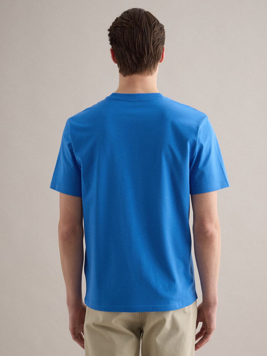 Blue pure cotton crew neck T-shirt relaxed fit_2