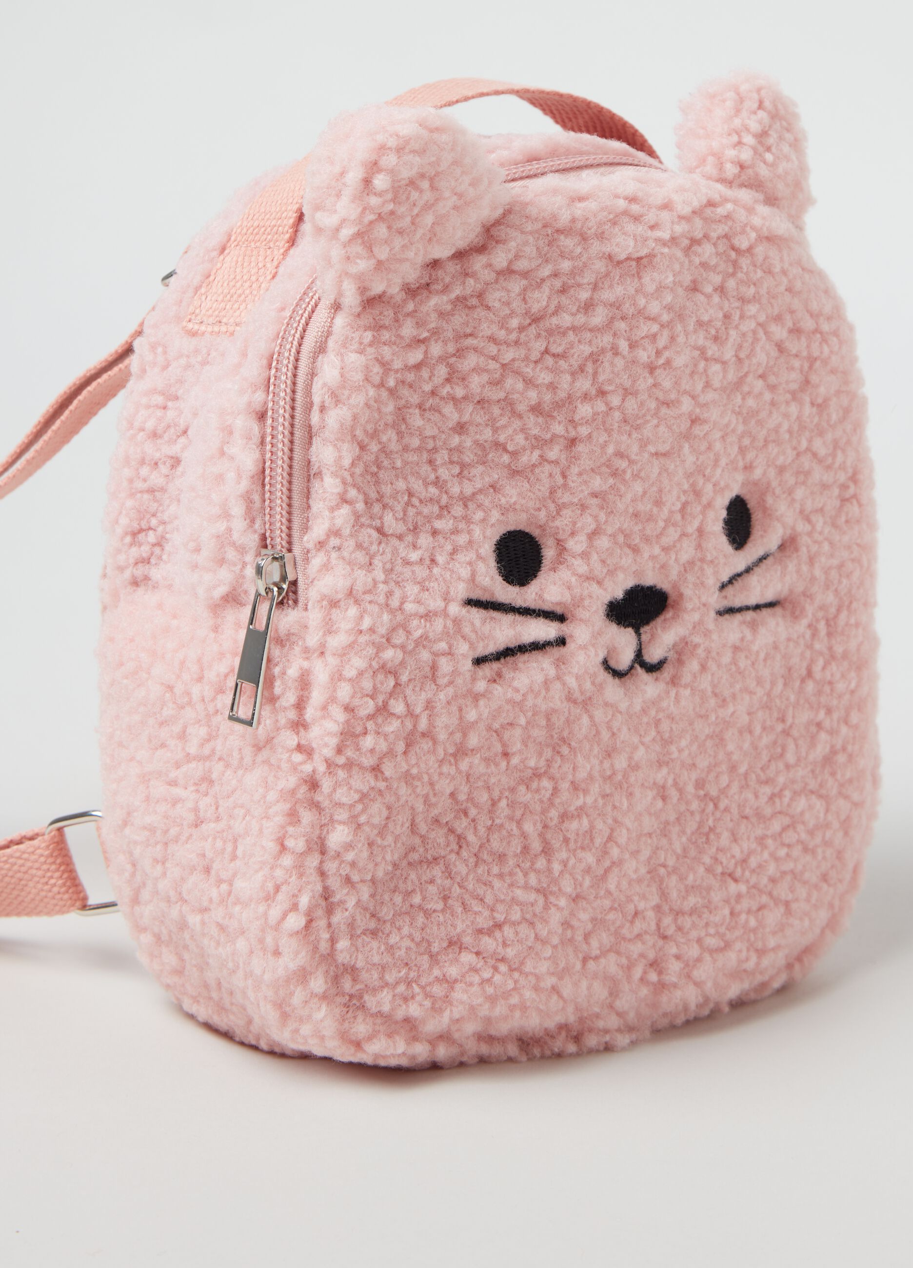 Zainetto con orecchie e ricamo gatto