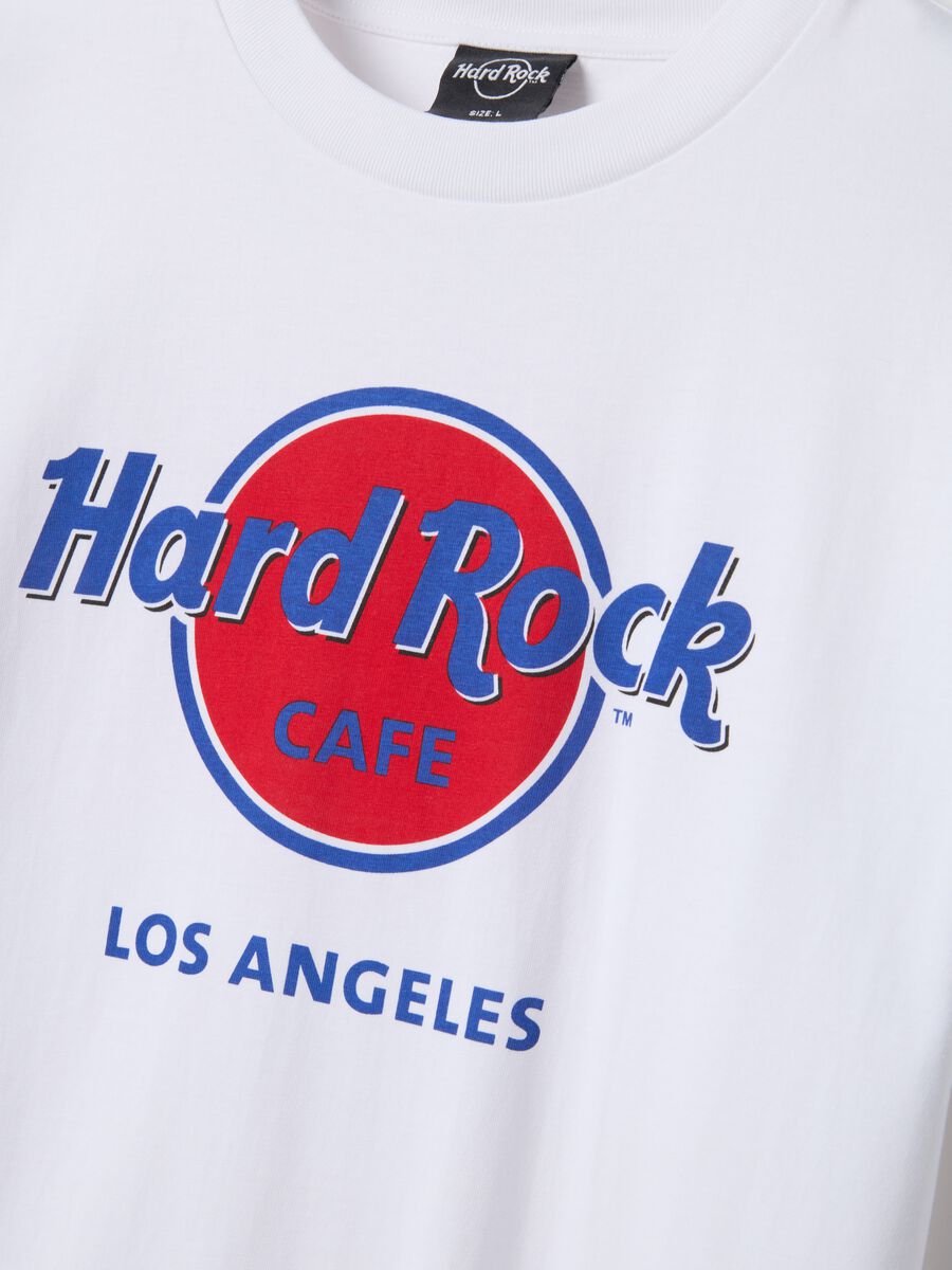 White pure cotton regular fit T-shirt with Hard Rock Cafe logo_1
