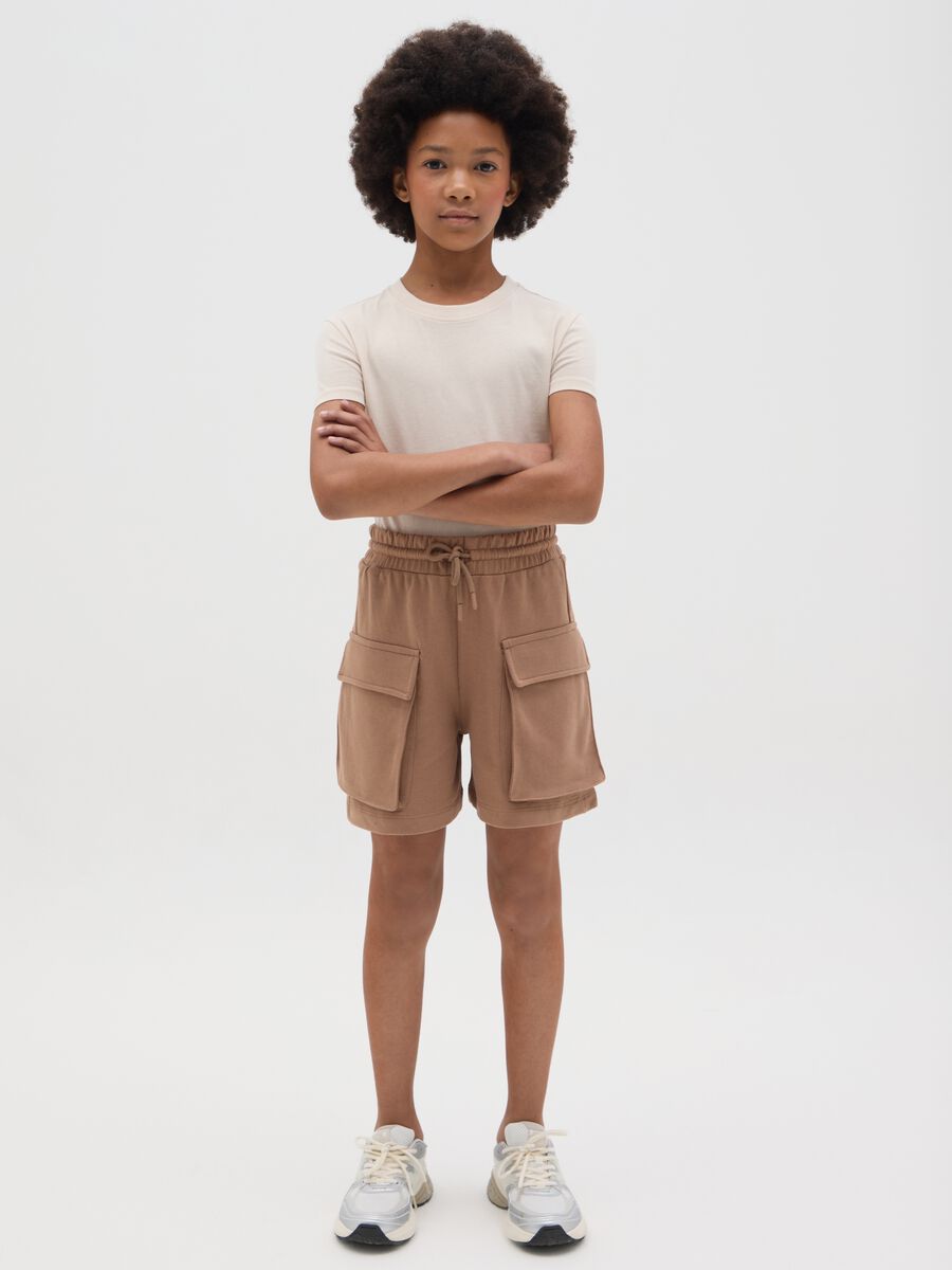 Brown cargo shorts in cotton_0