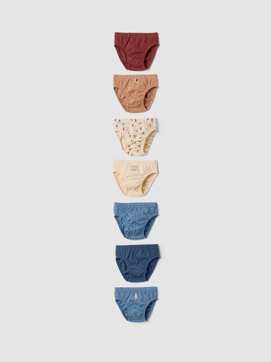 Multipack di sette slip multicolor in puro cotone organico per neonato e bimbo_0