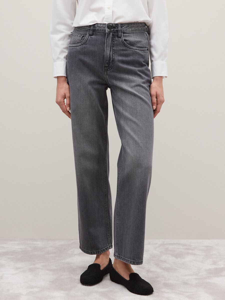 Grey Regular Fit Pure Cotton Denim Trousers_1