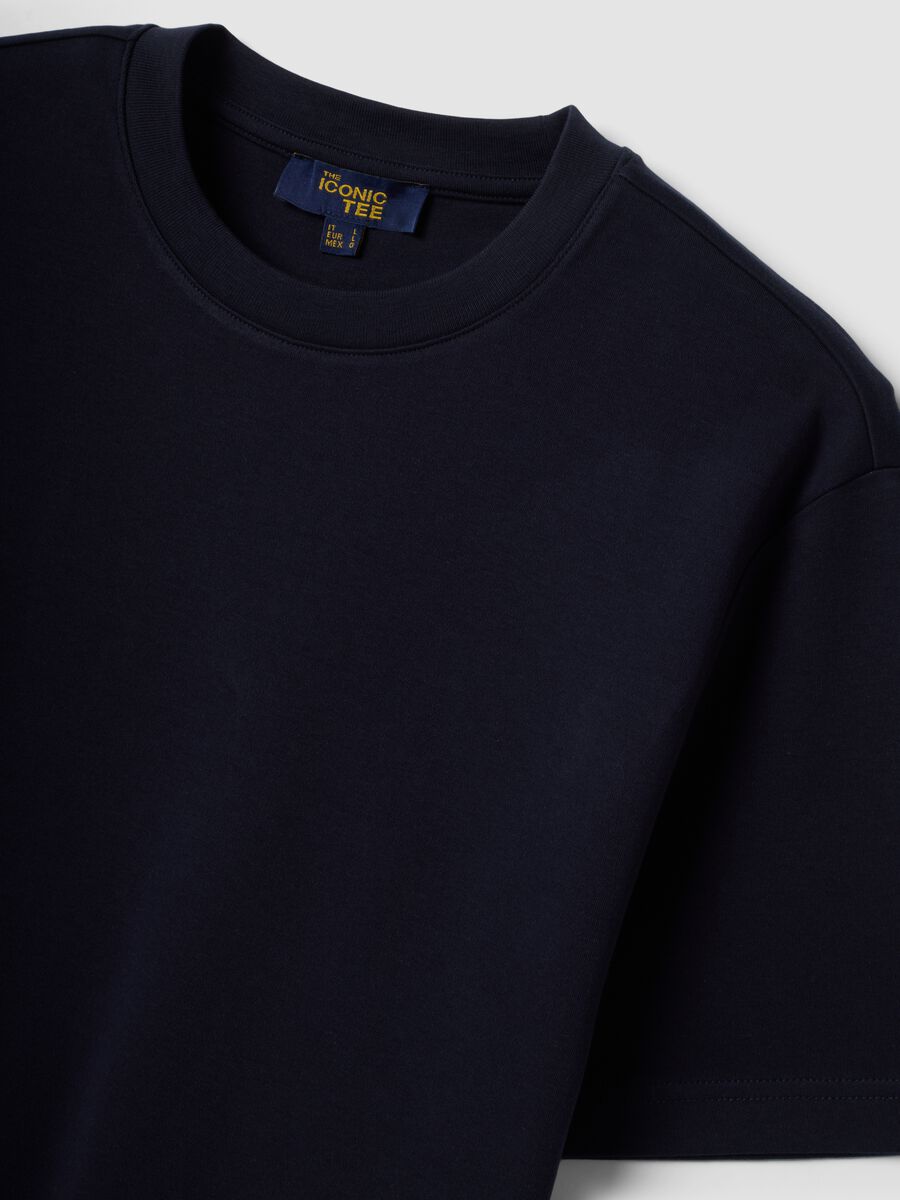 Blue pure cotton short-sleeved regular fit T-shirt_6