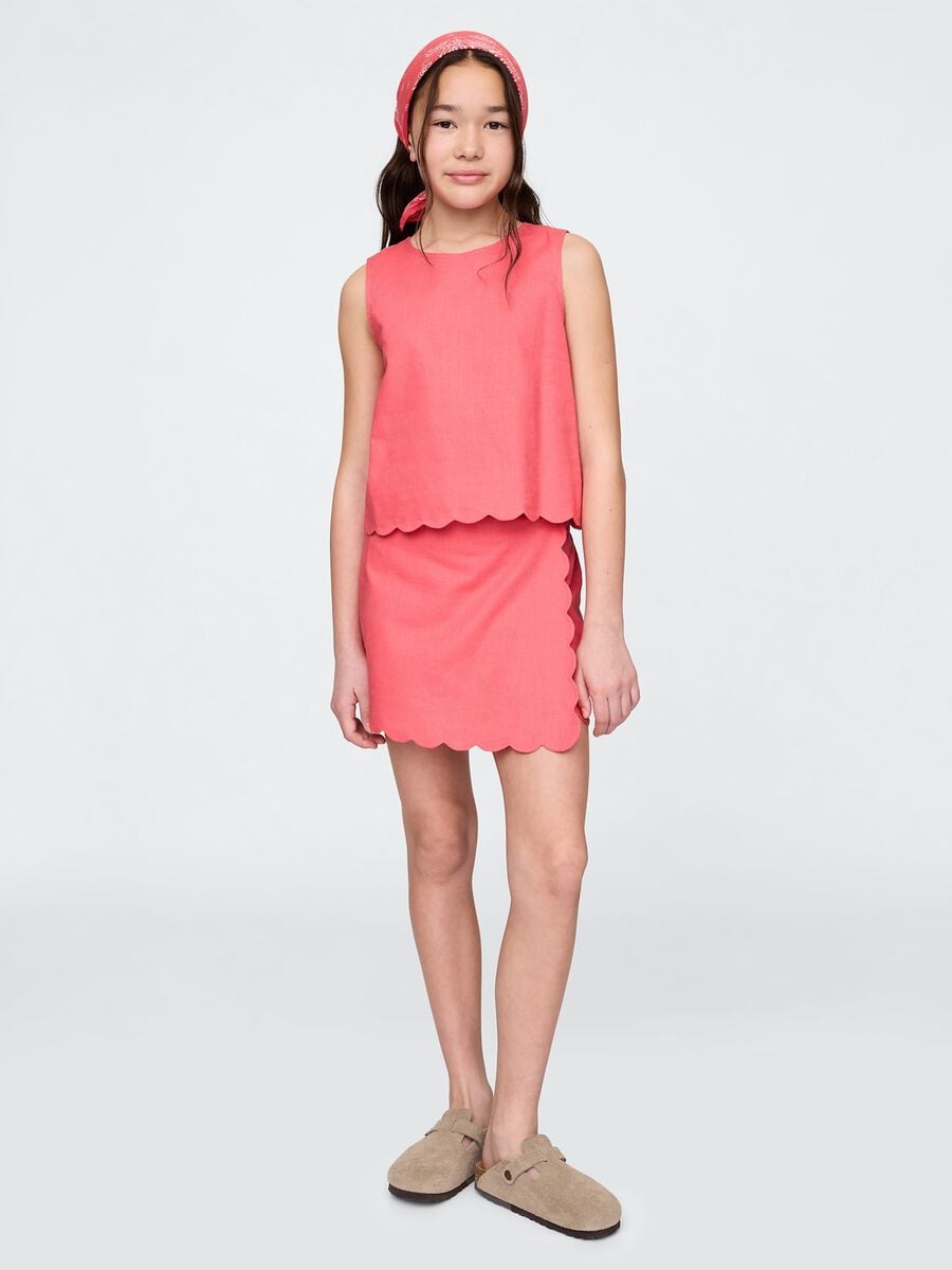 Girls' Orange Linen Blend Top_1
