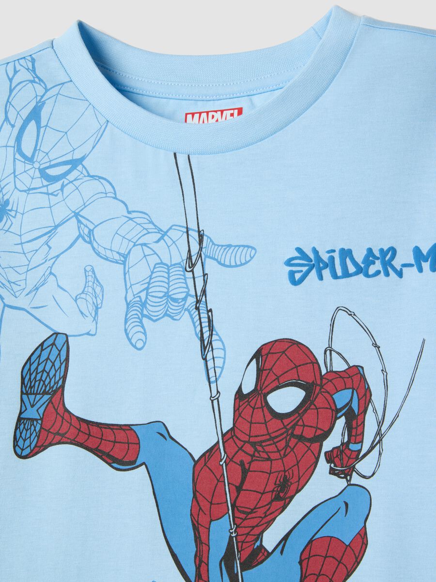 Boys' light blue short pyjamas in pure cotton with Spiderman_2