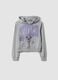 Grey pure cotton hoodie with Lilo & Stitch print for girls_0