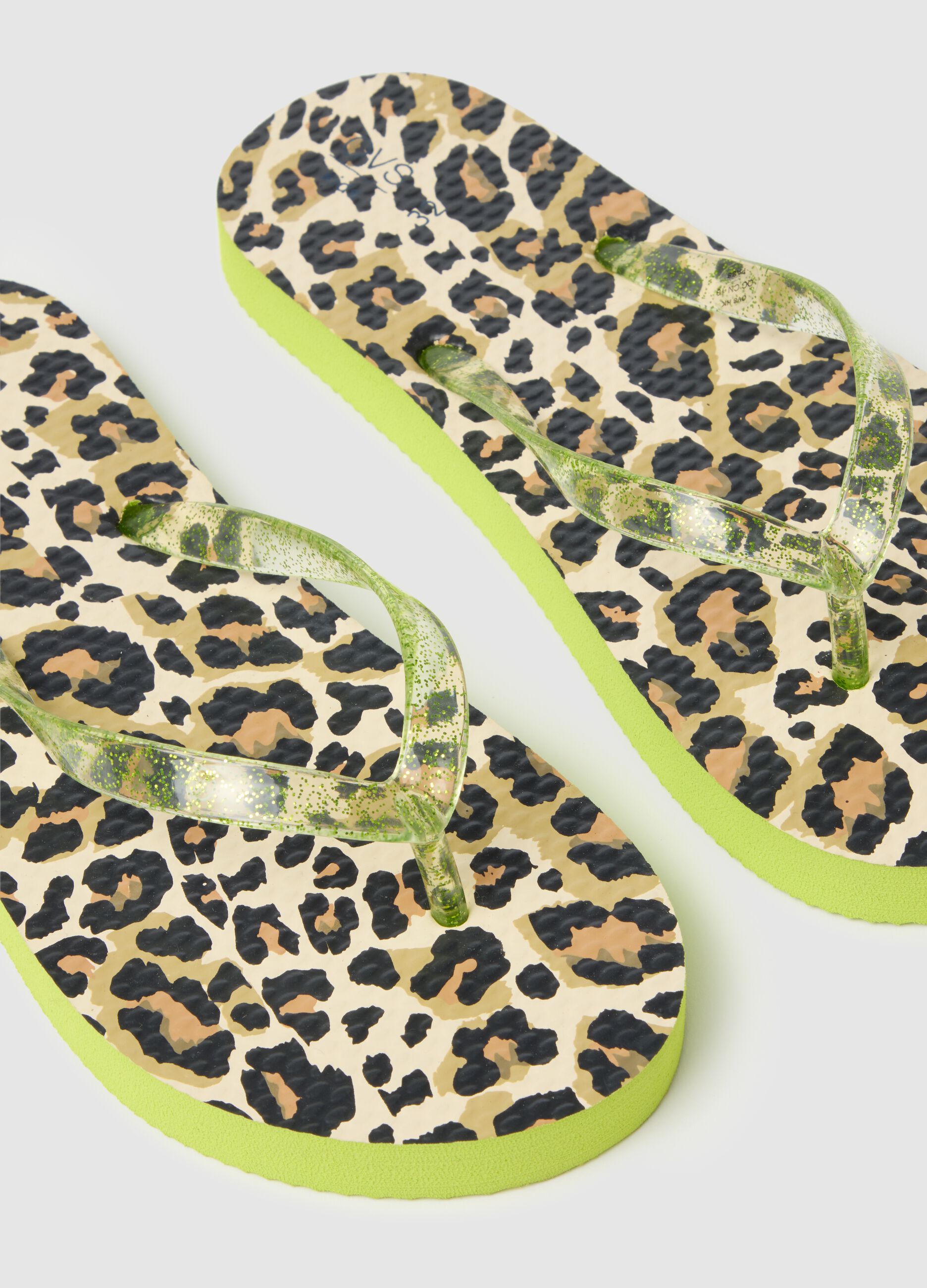 Infradito da ragazze multicolor con suola verde