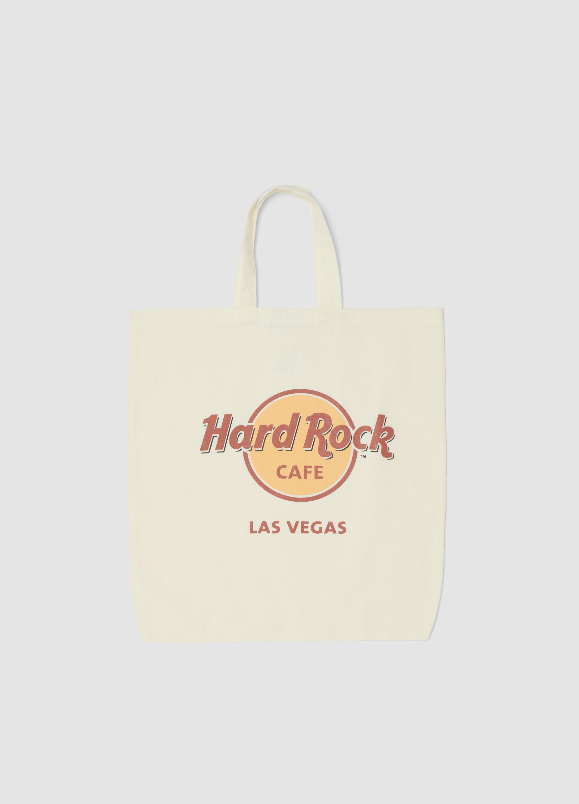 White pure cotton shopper bag with Hard Rock Cafe logo