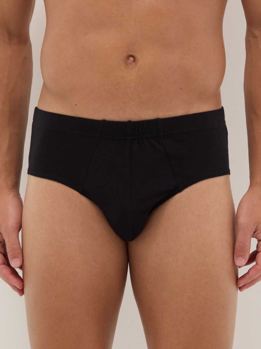 Black cotton stretch briefs with a snug fit_1