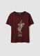 Red pure cotton T-shirt with floral print, regular fit_4
