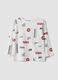 White pure organic cotton racing-print T-shirt for baby boy_0