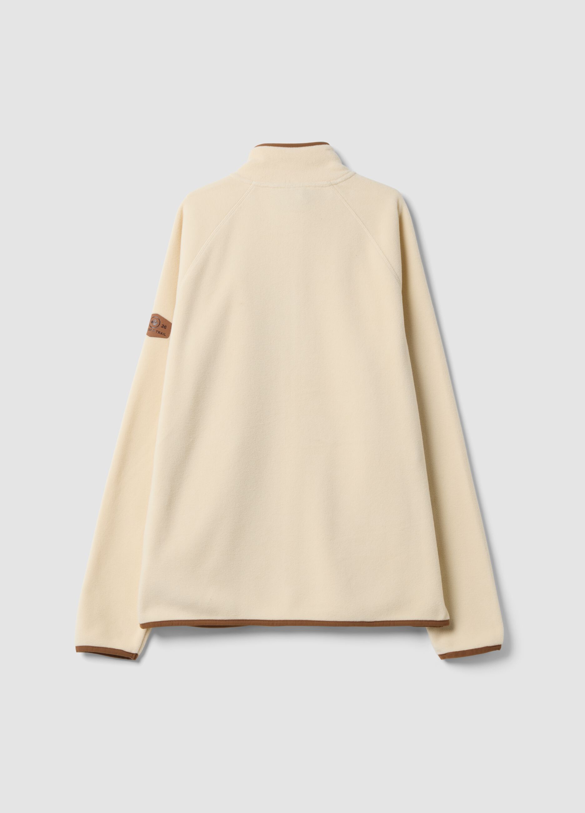 Beige heavyweight jacket with zip and contrast trims
