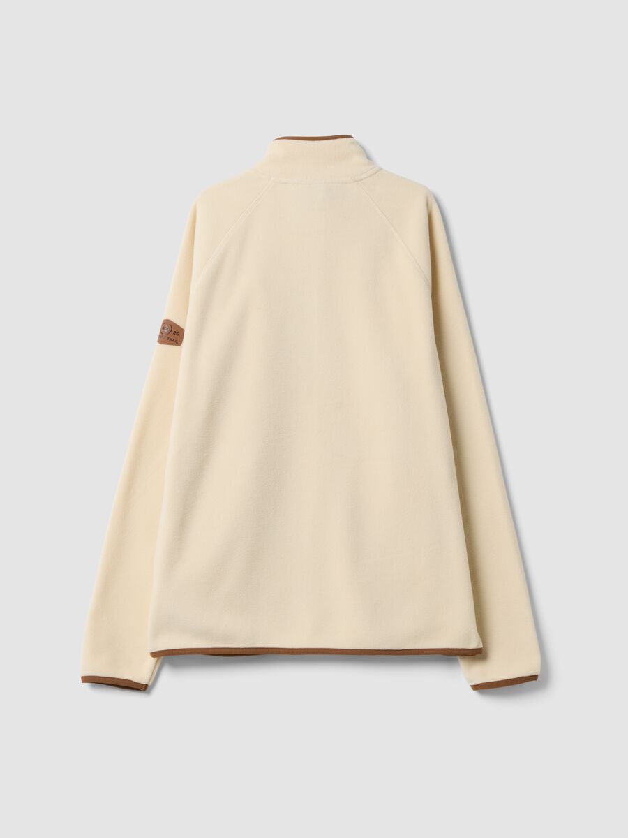 Beige heavyweight jacket with zip and contrast trims_2