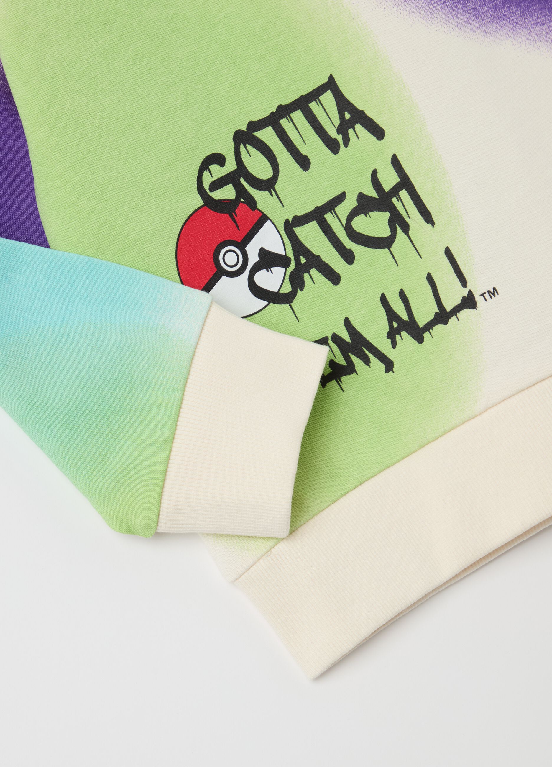 Cotton sweatshirt with hood and Pikachu print