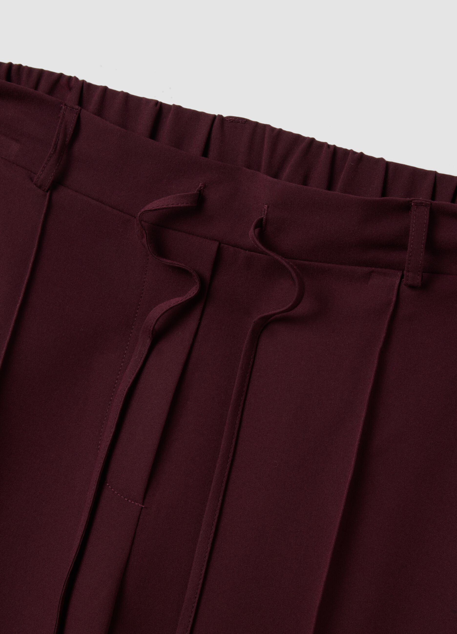 Purple stretch viscose straight-leg trousers