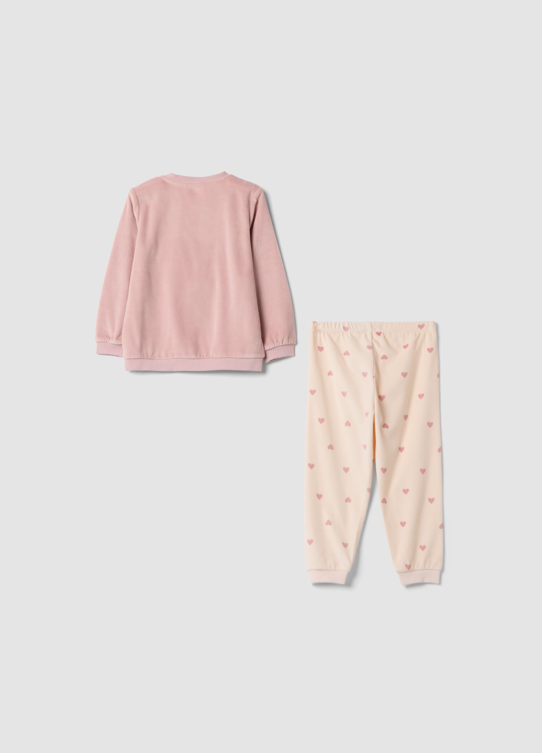 Pigiama viola con girocollo e pantaloni con cuori