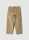 Pantaloni beige in cotone elasticizzato a coste_0