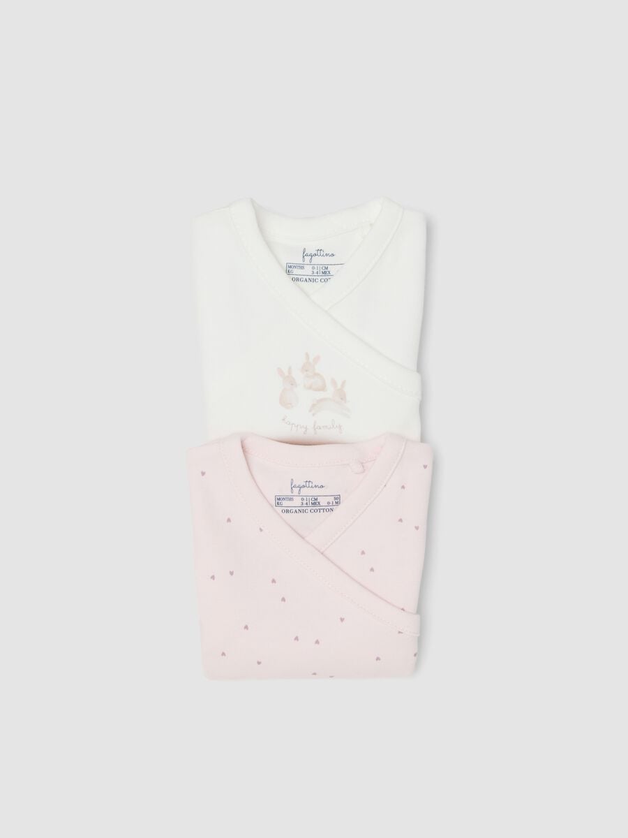 Bipack di body rosa e bianco in cotone organico a maniche corte per bimbe_2