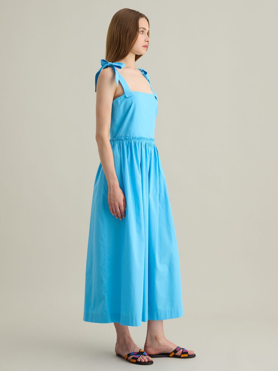 Women's long dress in pure blue cotton_2
