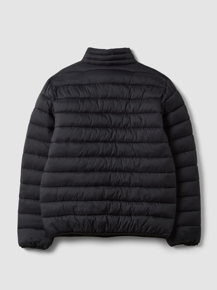 Black padded jacket with high neck and zip_2