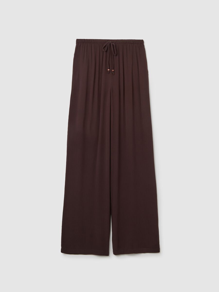 Women's brown relaxed-fit trousers in 100% viscose_4