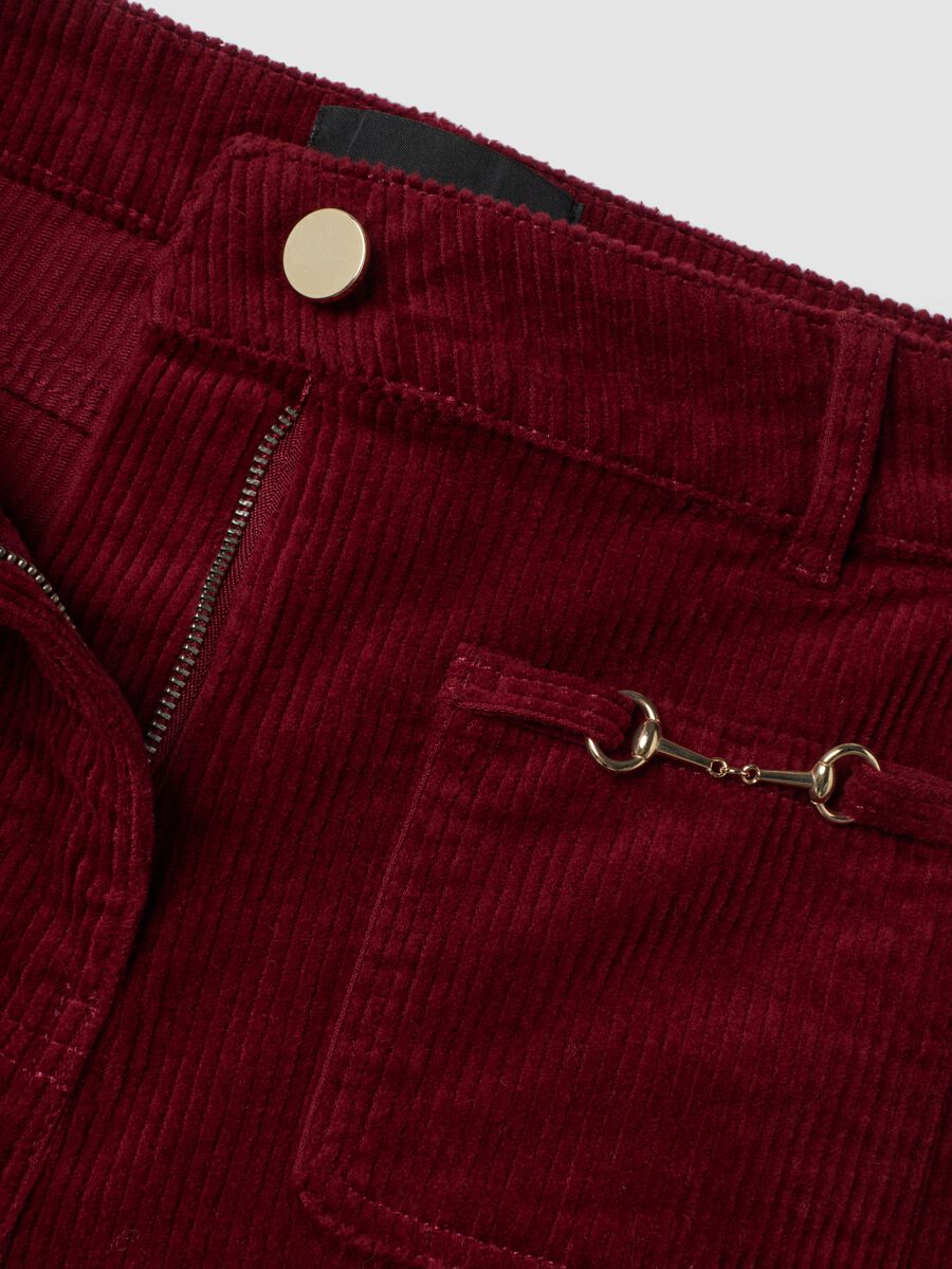 Red flared corduroy stretch-cotton trousers_5