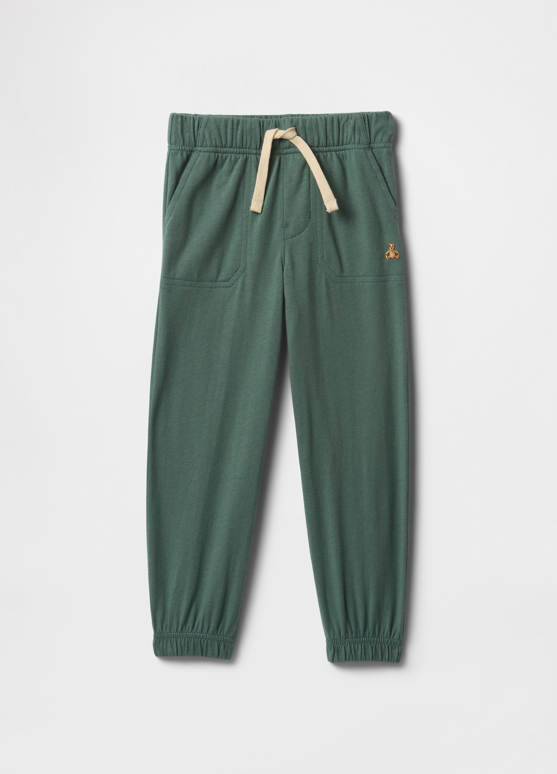 Green Jogger Trousers with Elastic Waist and Pockets