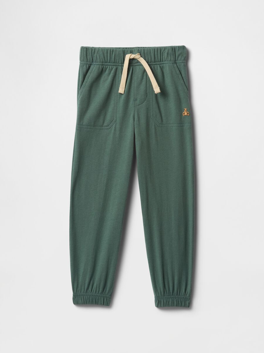 Green Jogger Trousers with Elastic Waist and Pockets_0