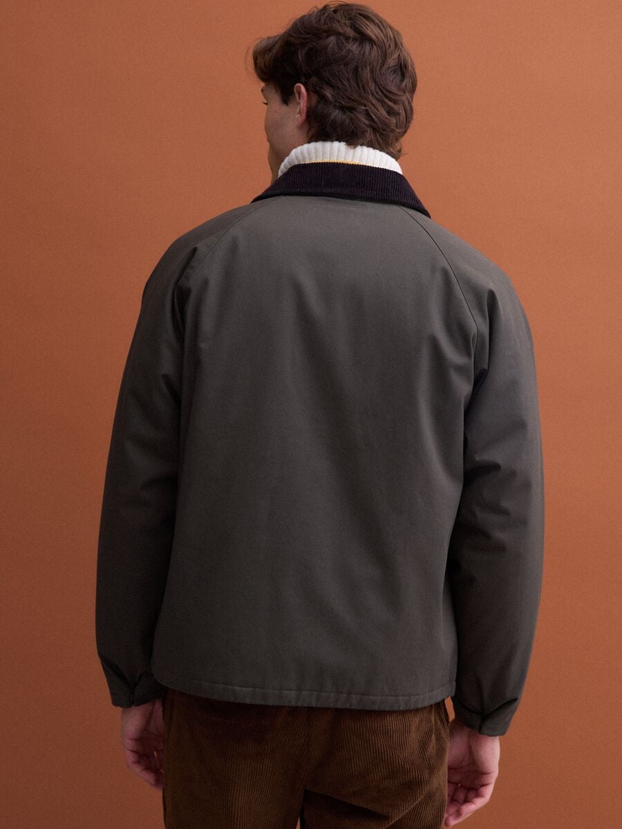 Green pure cotton jacket with velvet collar_4