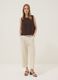 White viscose-linen blend trousers with drawstring, straight fit_0