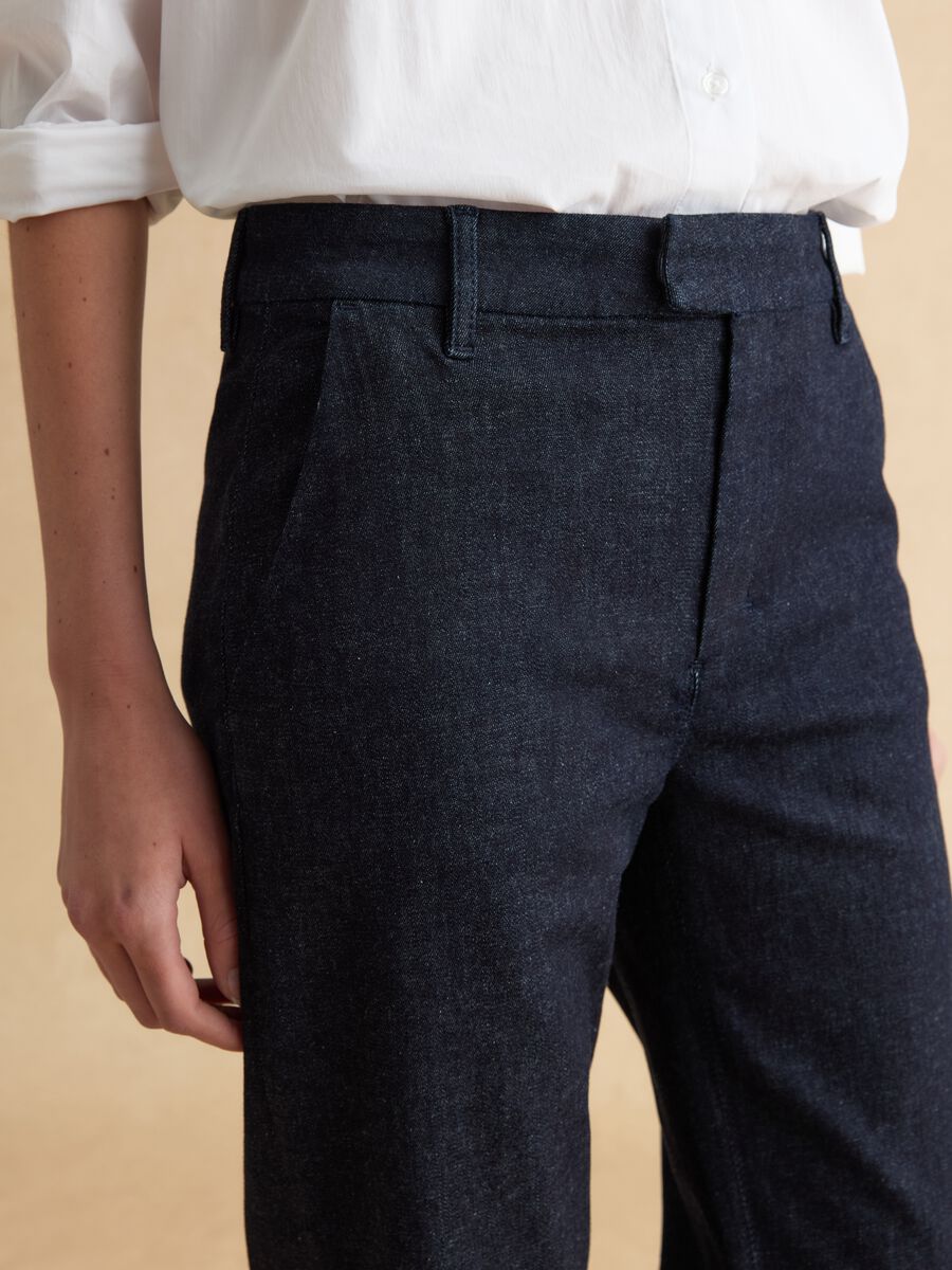 Blue Slim Fit Cotton Blend Chino Trousers_3