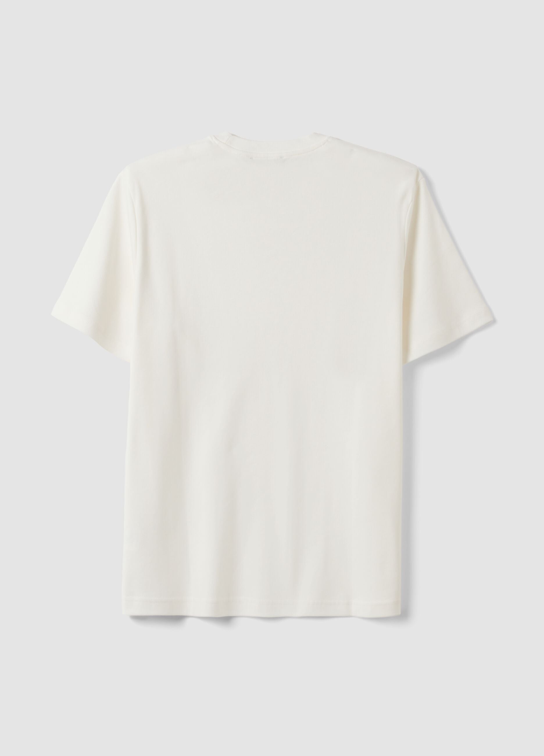 White pure cotton regular-fit short-sleeve T-shirt