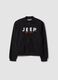 Black cotton-blend zip hoodie with front and back print_0