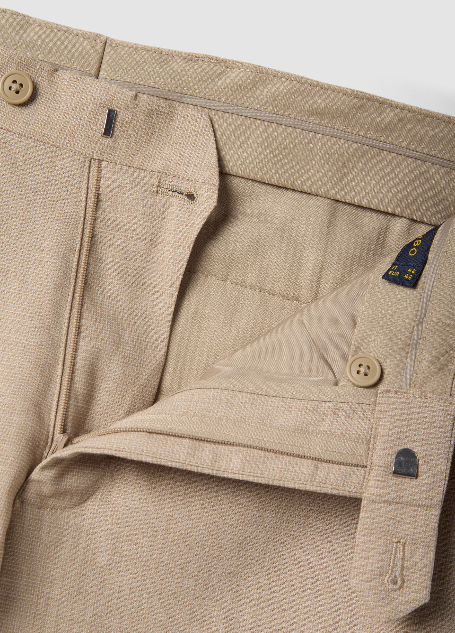 Beige Slim Fit Trousers