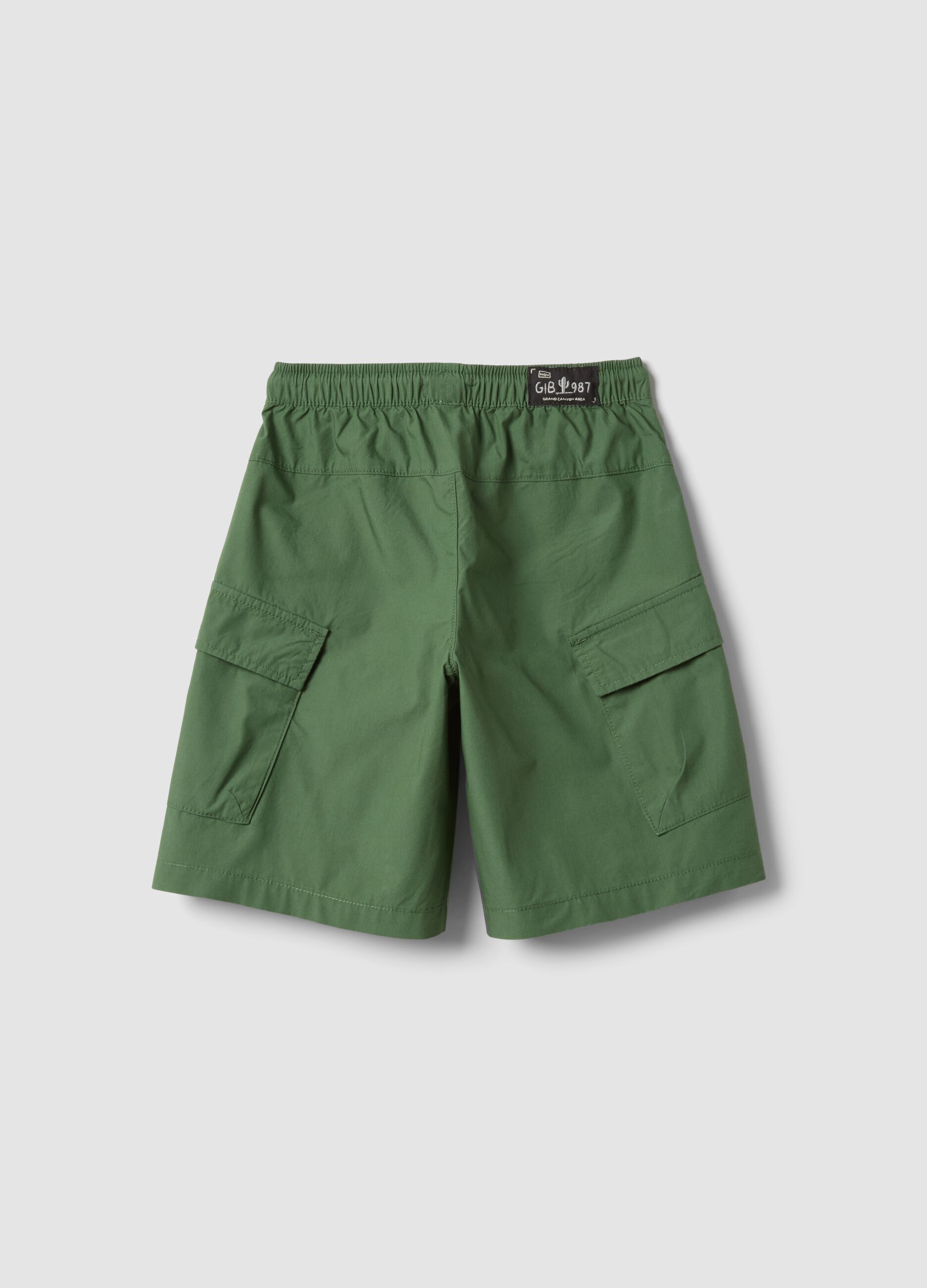 Green pure cotton cargo shorts