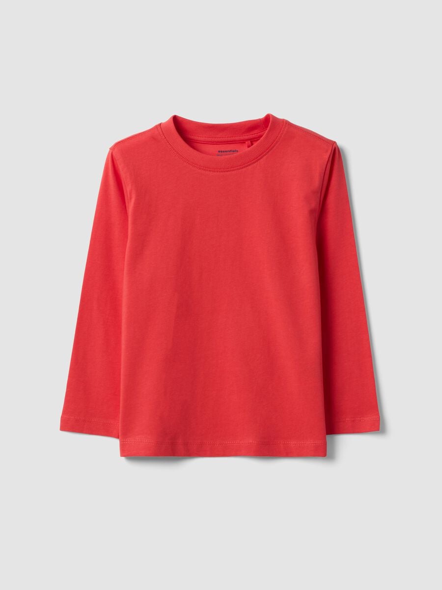 T-shirt rossa in puro cotone organico a girocollo per bambino regular fit_0