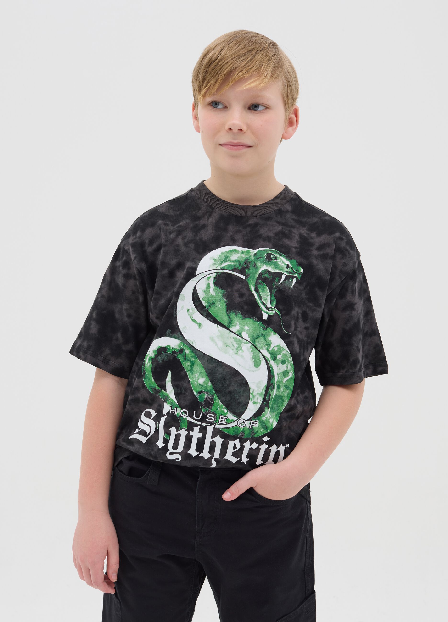 T-shirt in cotone Tie Dye con stampa Harry Potter