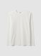 T-shirt bianca a maniche lunghe in puro cotone organico con girocollo_0