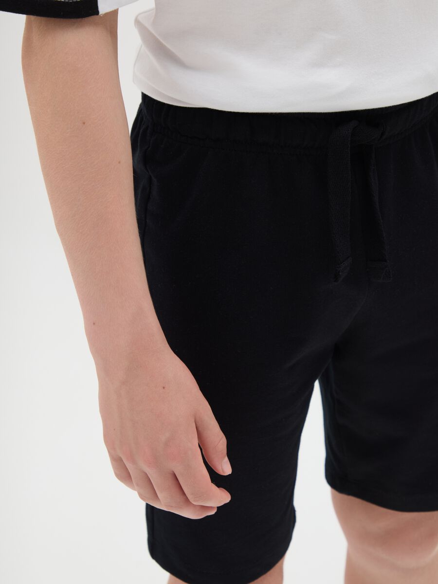 Black Bermuda shorts in pure cotton by OVS Kids_1