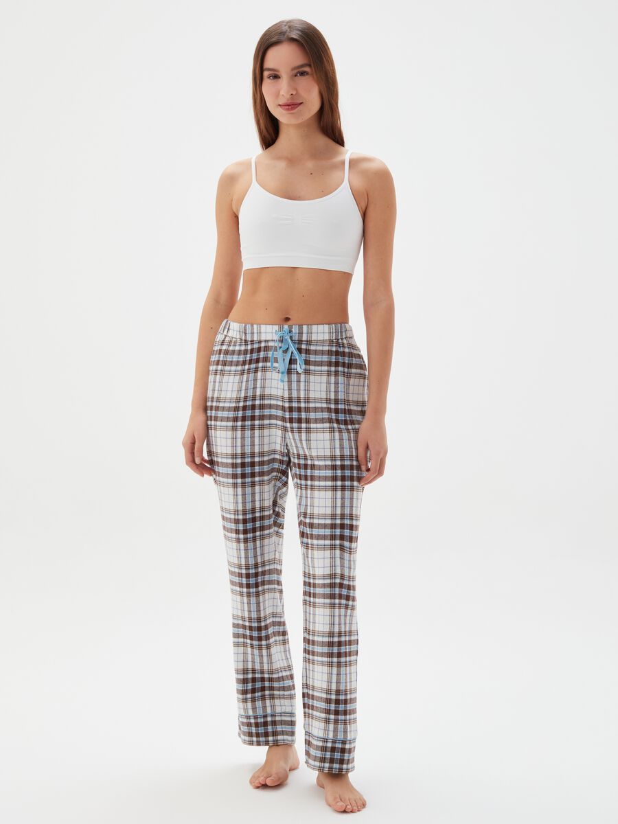 Pantalone pigiama in flanella check con lurex_0